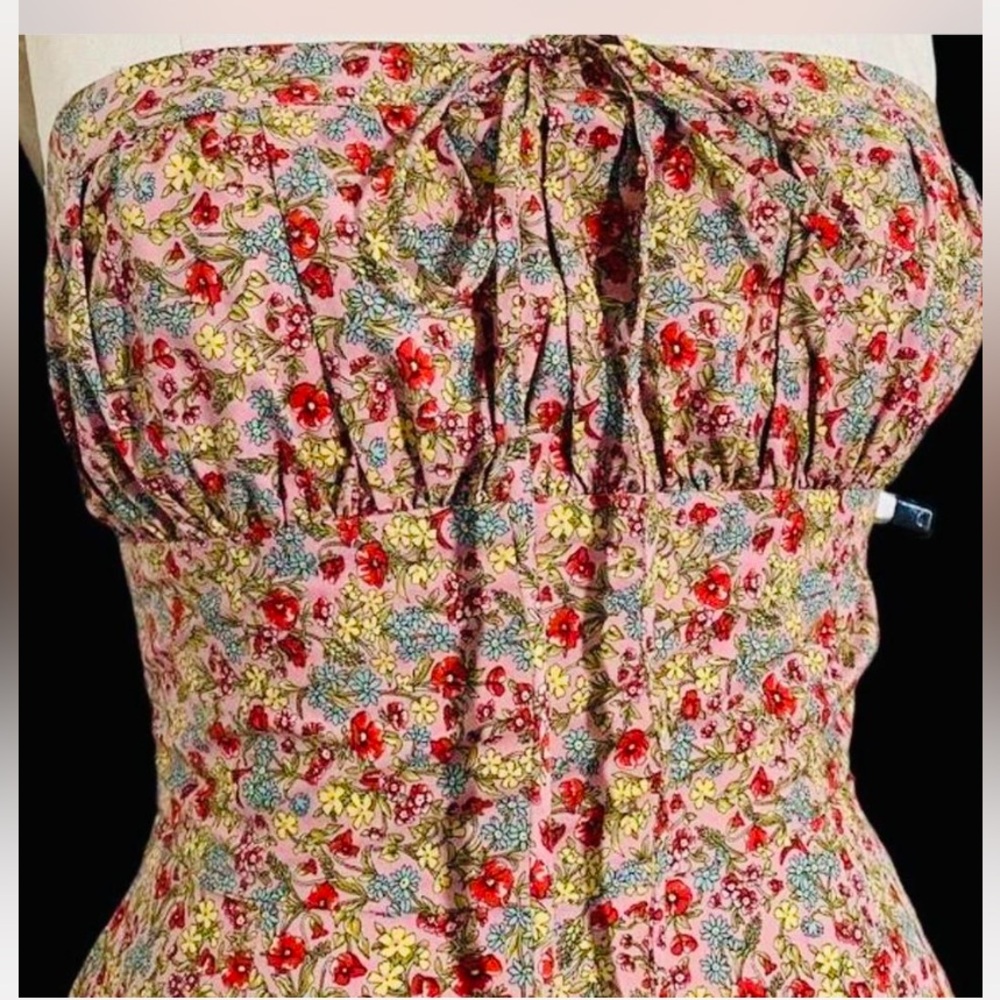 Vintage Betsey Johnson coquette pink floral strapless dress